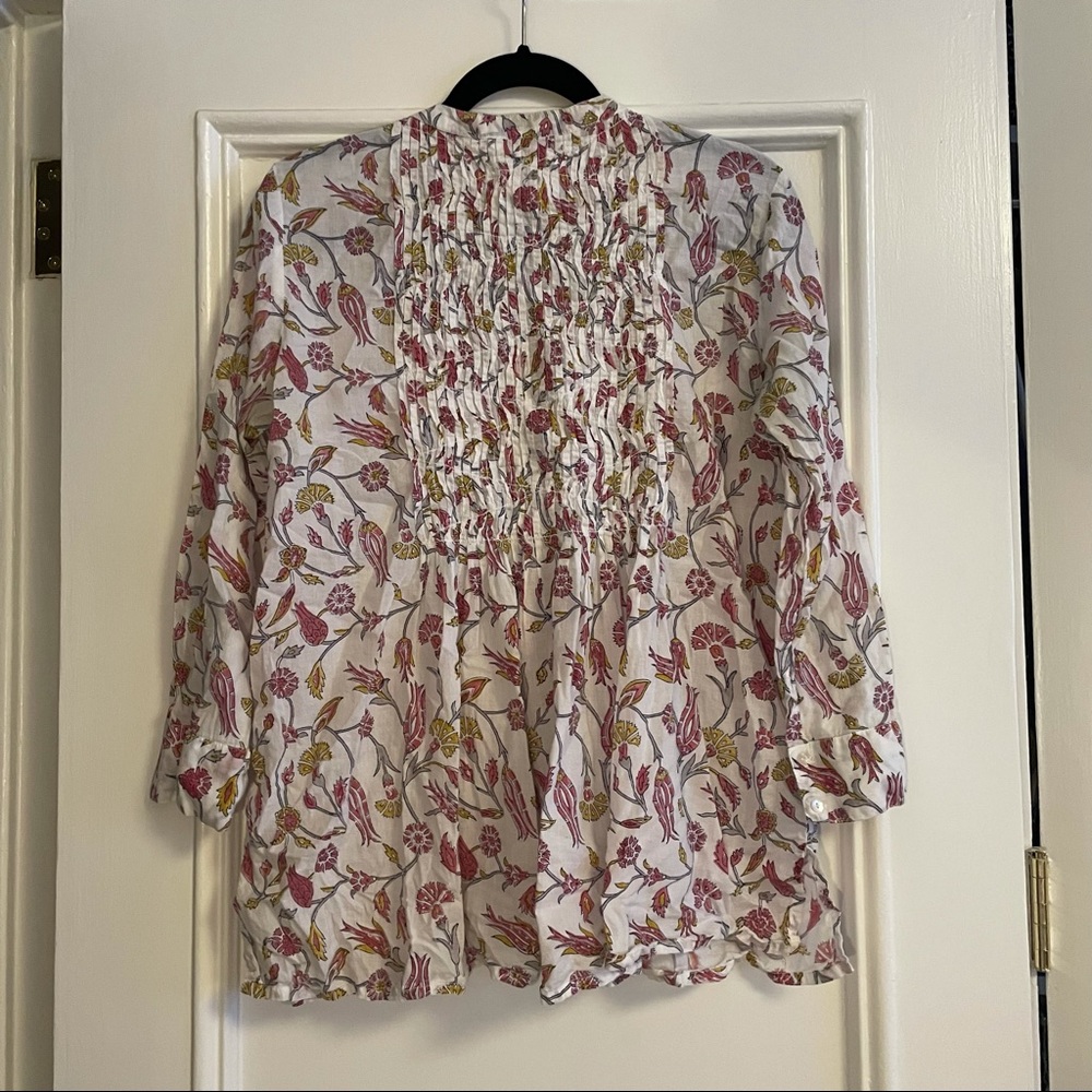 Roberta Roller Rabbit Floral Pintuck Long Sleeve Tunic Top - Picture 8 of 16